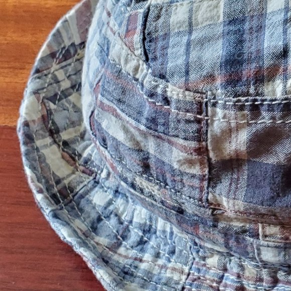 Baby Gap Blue/Gray Plaid Beach Hat 12-18 Months - Picture 8 of 14